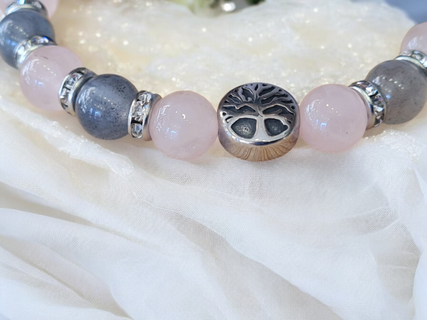 Bracelet quartz rose labradorite